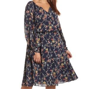 Gal Meets Glam Long Sleeve Floral Bonnie Blouson Mini Dress